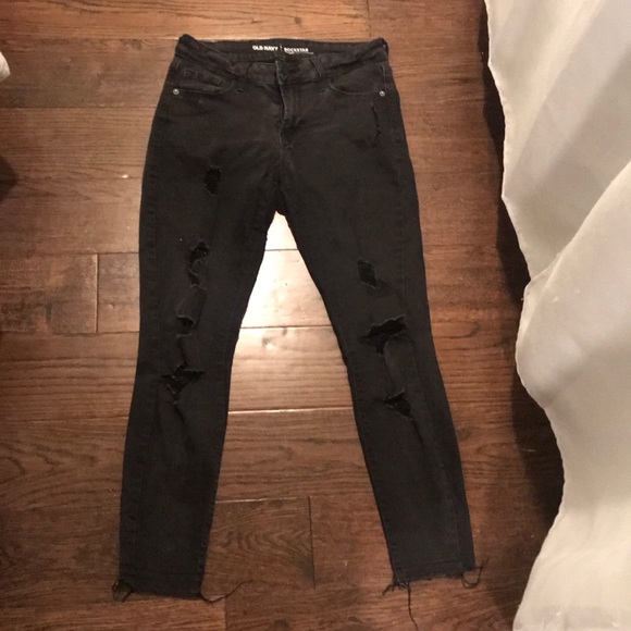 old navy black ripped jeans